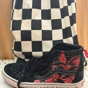 Vans Black and Red High-Top Sneakers